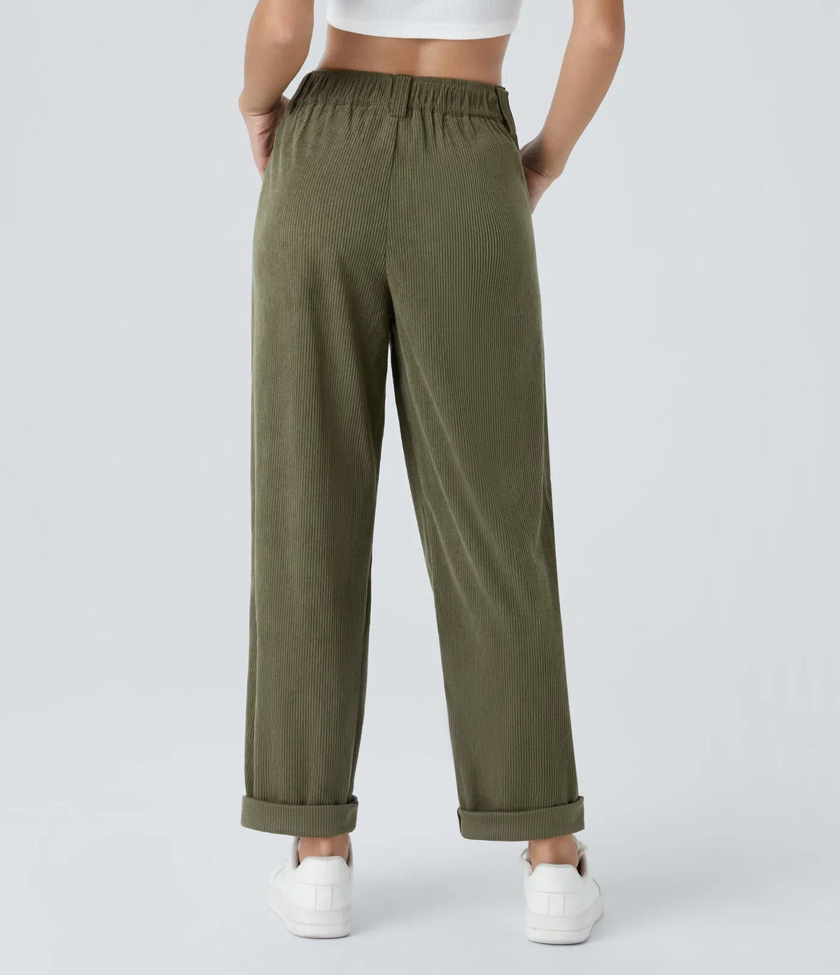 Straight-Leg Corduroy Trousers with Pockets