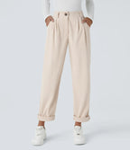 Straight-Leg Corduroy Trousers with Pockets