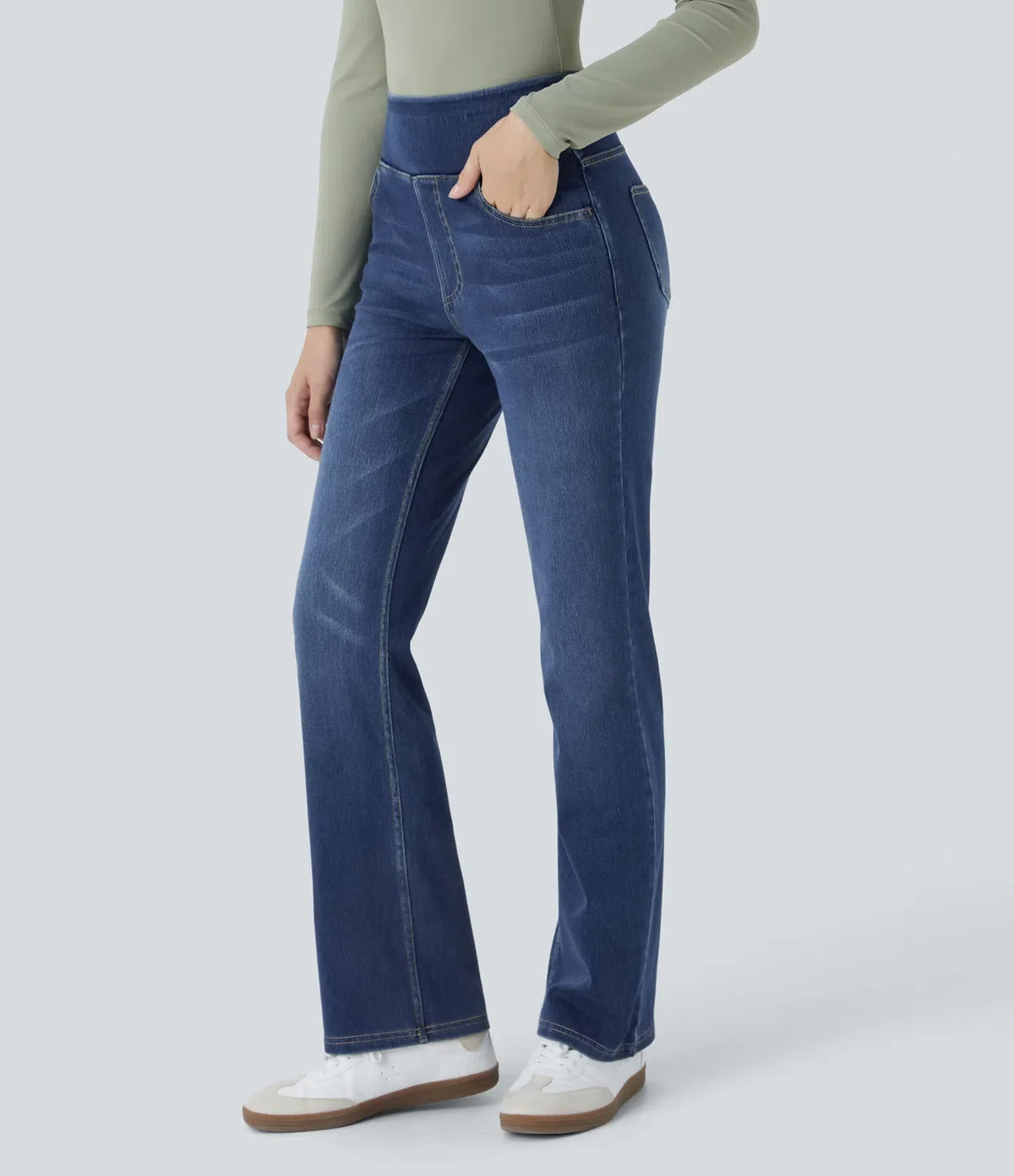 High-Waisted Stretch Bootcut Jeans