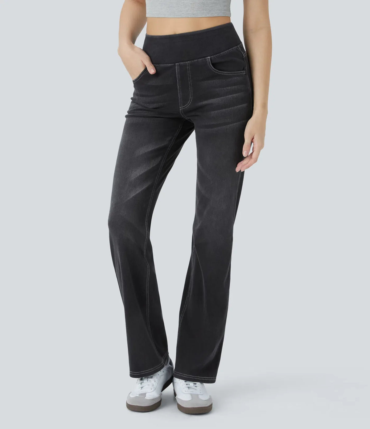 High-Waisted Stretch Bootcut Jeans