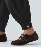 Mid-Rise Balloon Denim Joggers – Black