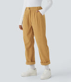 Straight-Leg Corduroy Trousers with Pockets