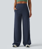 High-Waisted Side-Stripe Baggy Trousers – Indigo
