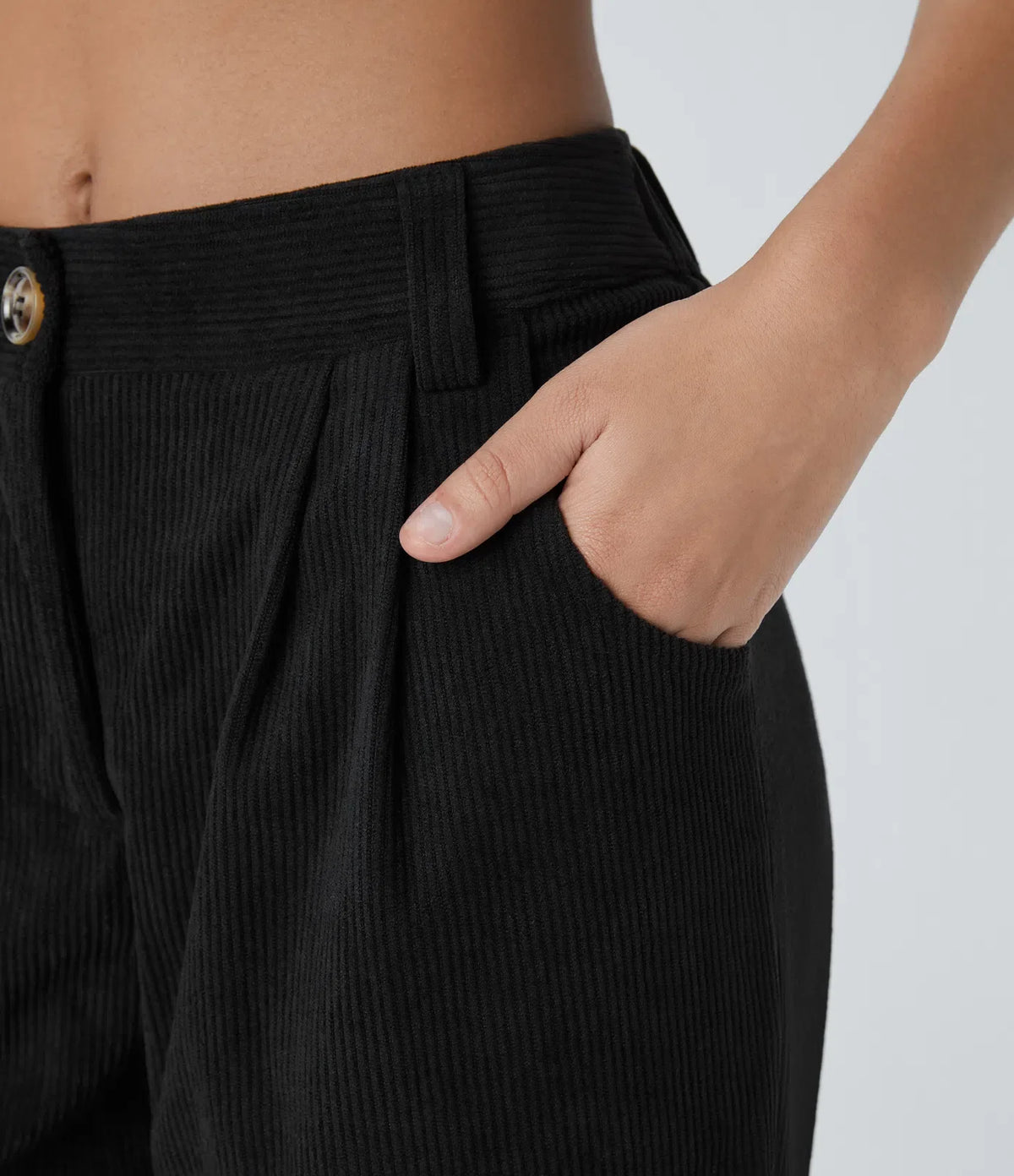 Straight-Leg Corduroy Trousers with Pockets
