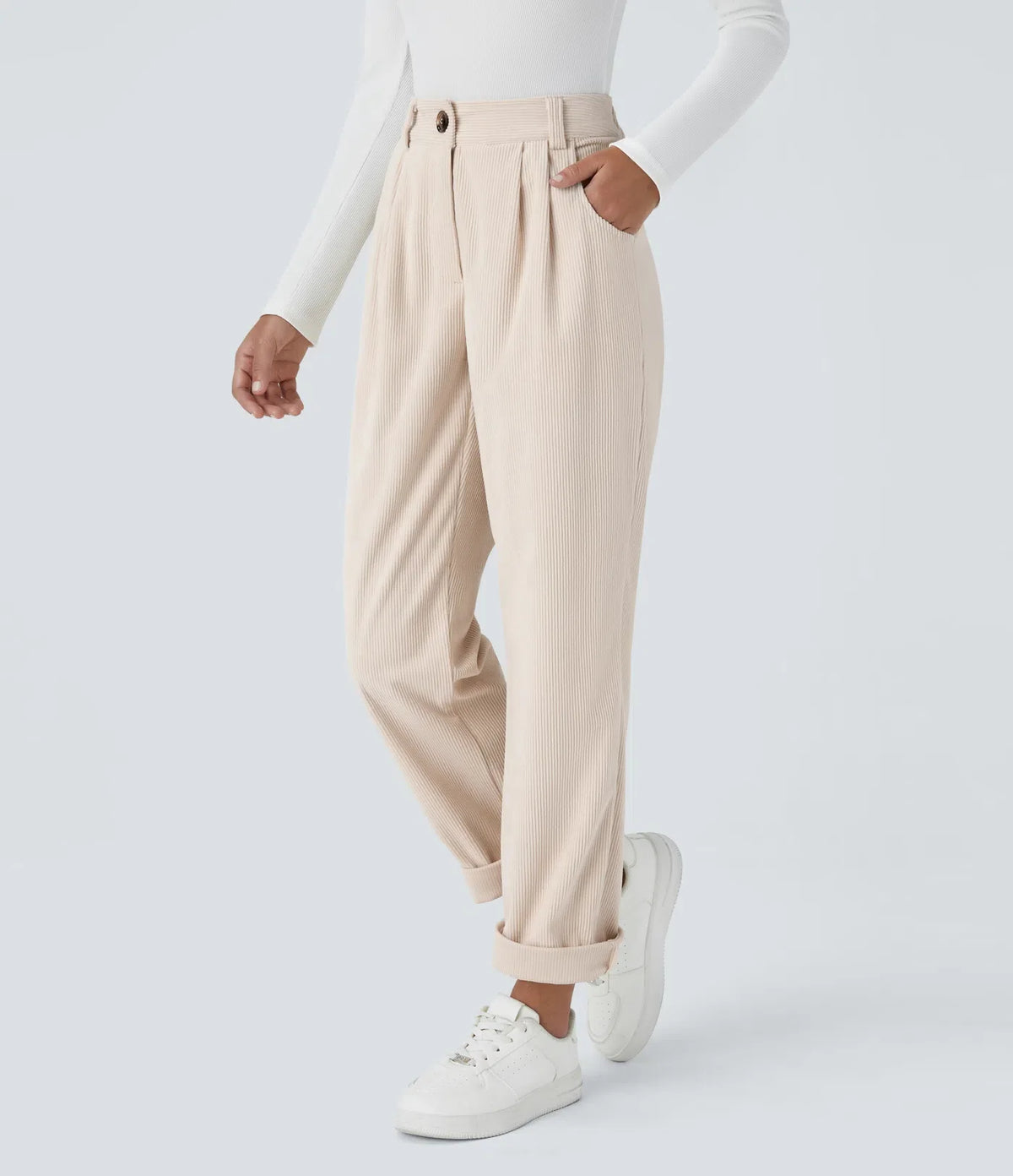 Straight-Leg Corduroy Trousers with Pockets