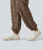High-Waisted Leopard-Print Joggers – Tan Leopard