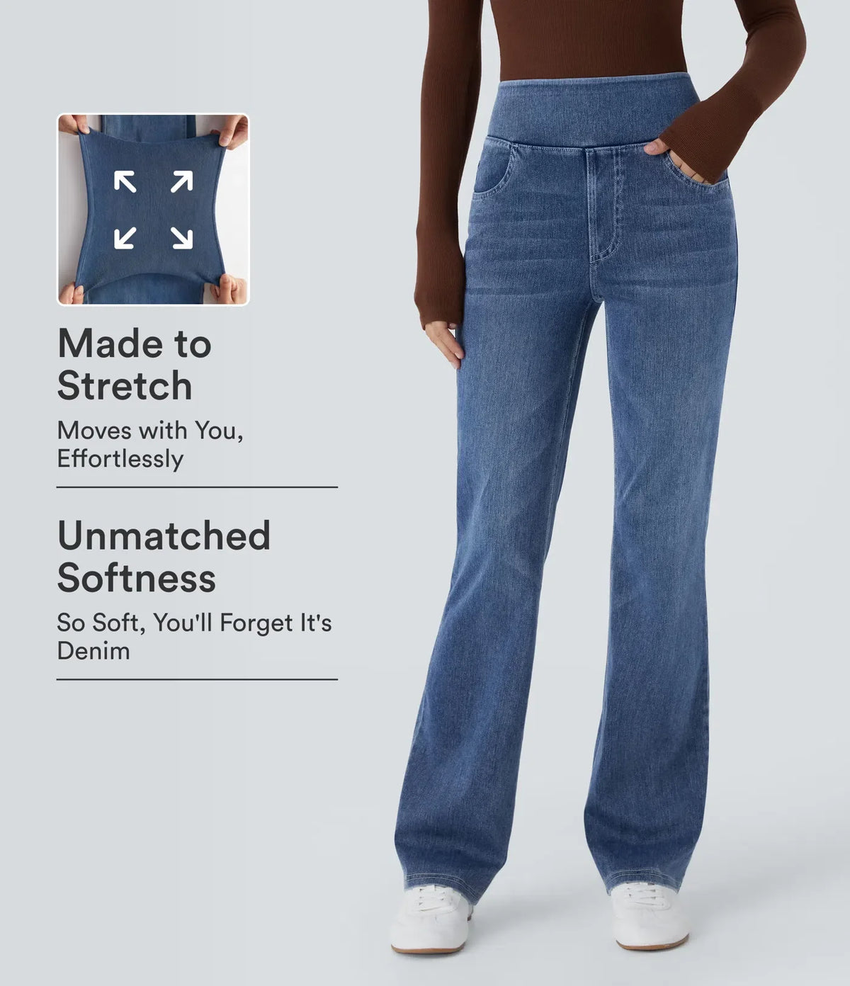 High-Waisted Stretch Bootcut Jeans