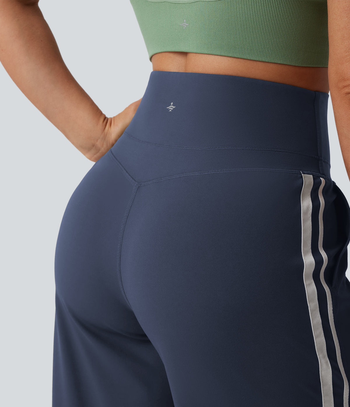 High-Waisted Side-Stripe Baggy Trousers – Indigo