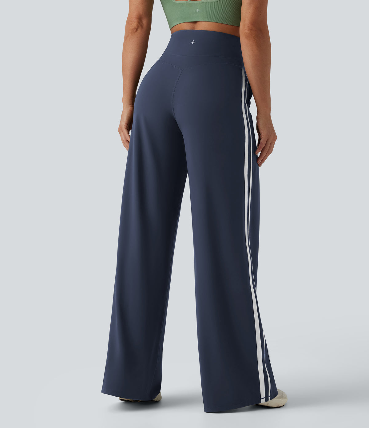 High-Waisted Side-Stripe Baggy Trousers – Indigo