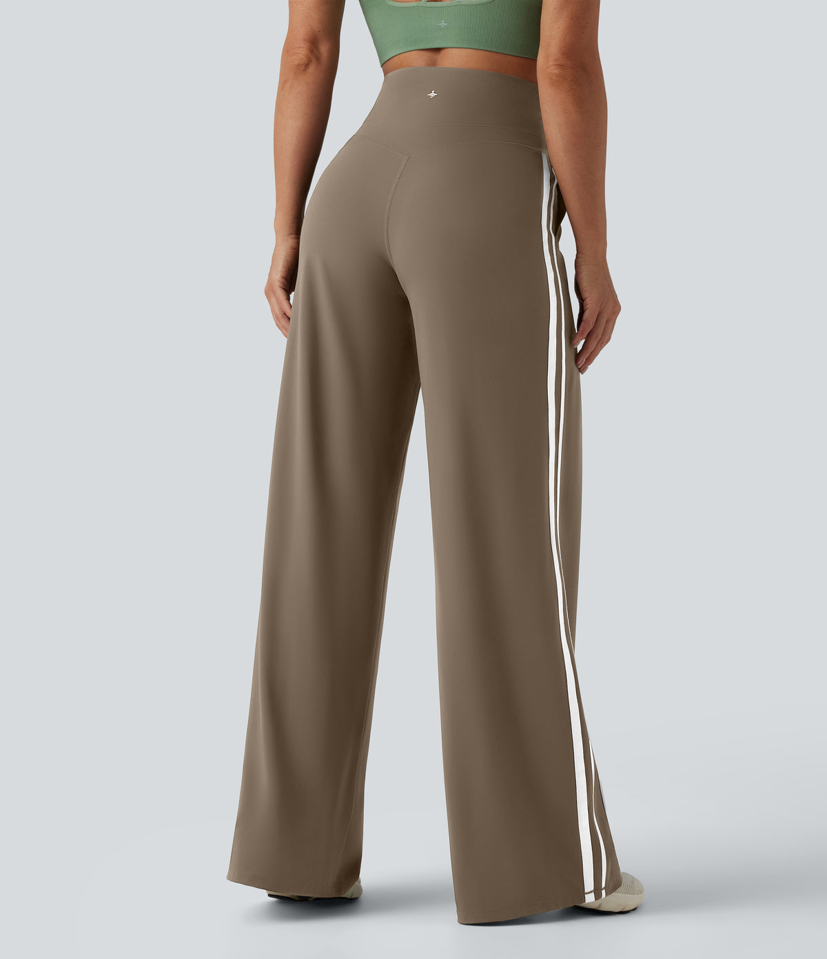 High-Waisted Side-Stripe Baggy Trousers – Brown