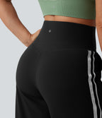 High-Waisted Side-Stripe Baggy Trousers – Black
