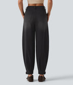 Mid-Rise Balloon Denim Joggers – Black