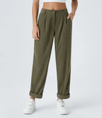Straight-Leg Corduroy Trousers with Pockets