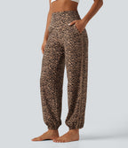 High-Waisted Leopard-Print Joggers – Tan Leopard