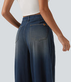 Mid-Rise Balloon Denim Joggers – Blue Surf
