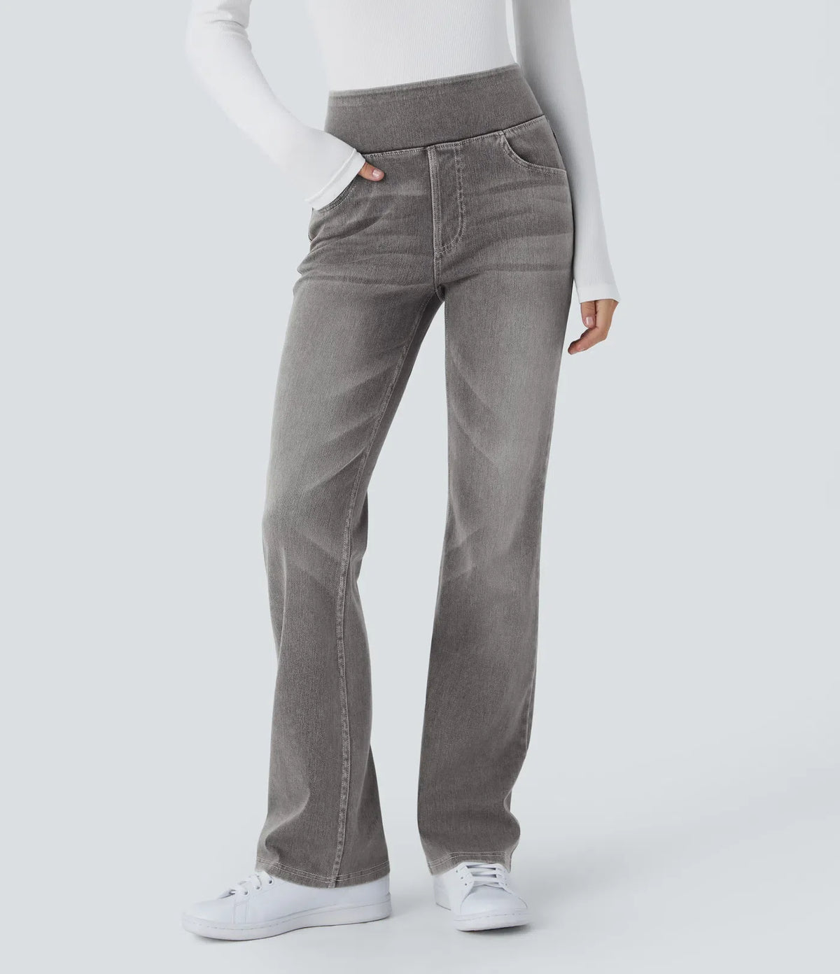 High-Waisted Stretch Bootcut Jeans