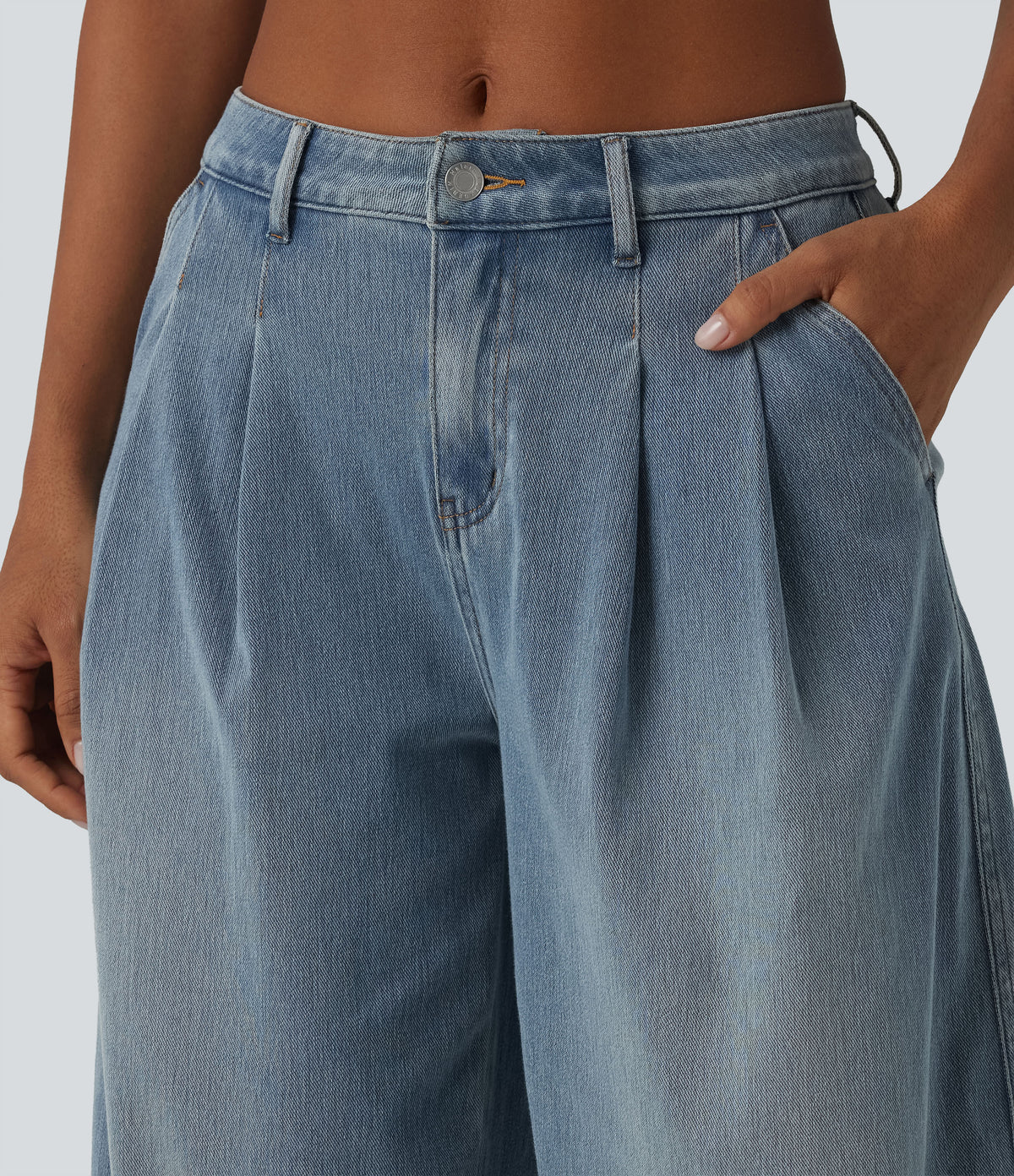 Mid-Rise Balloon Denim Joggers – Blue Jasper