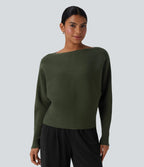 Boat-Neck Batwing Jumper