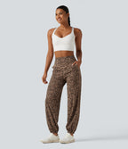 High-Waisted Leopard-Print Joggers – Tan Leopard