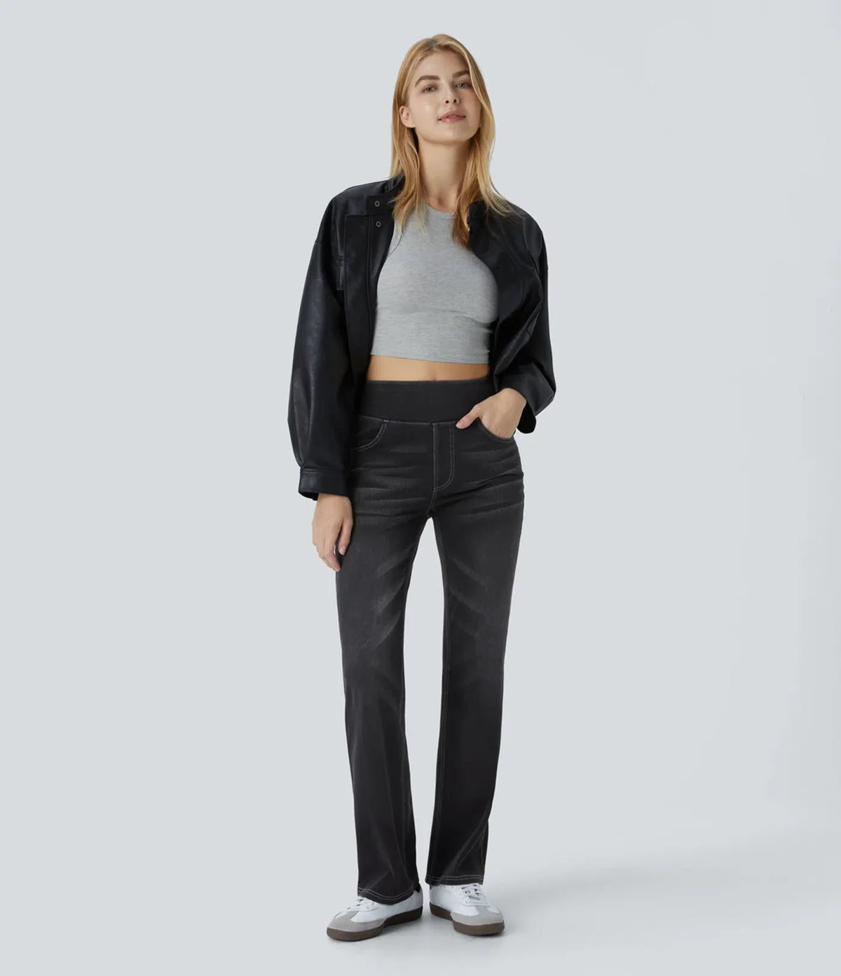 High-Waisted Stretch Bootcut Jeans