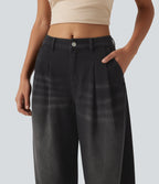 Mid-Rise Balloon Denim Joggers – Black