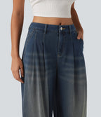 Mid-Rise Balloon Denim Joggers – Blue Surf