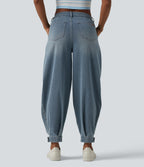 Mid-Rise Balloon Denim Joggers – Blue Jasper