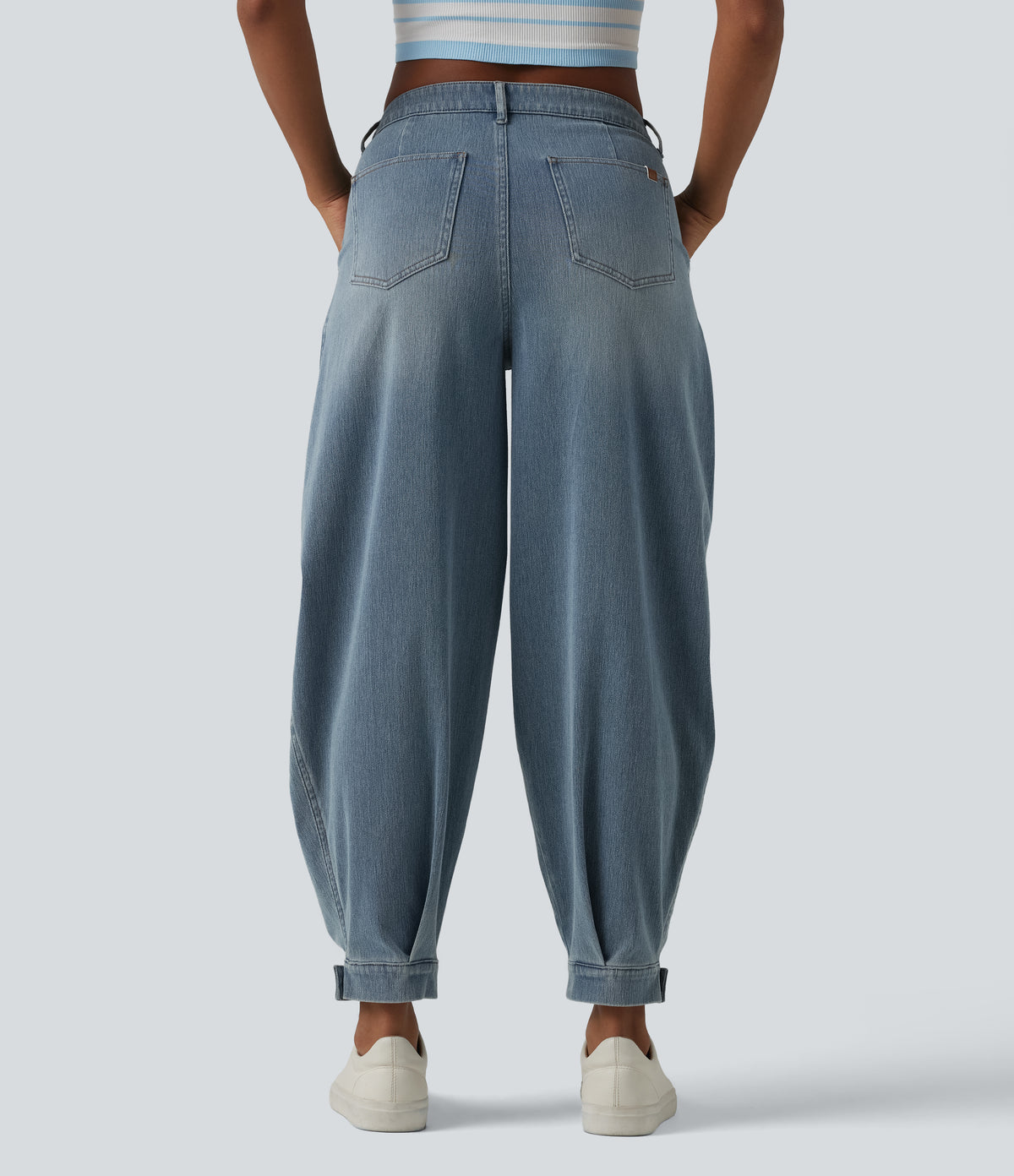 Mid-Rise Balloon Denim Joggers – Blue Jasper