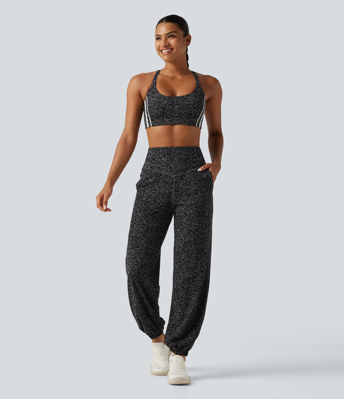High-Waisted Leopard-Print Joggers – Shadow Leopard