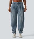Mid-Rise Balloon Denim Joggers – Blue Jasper