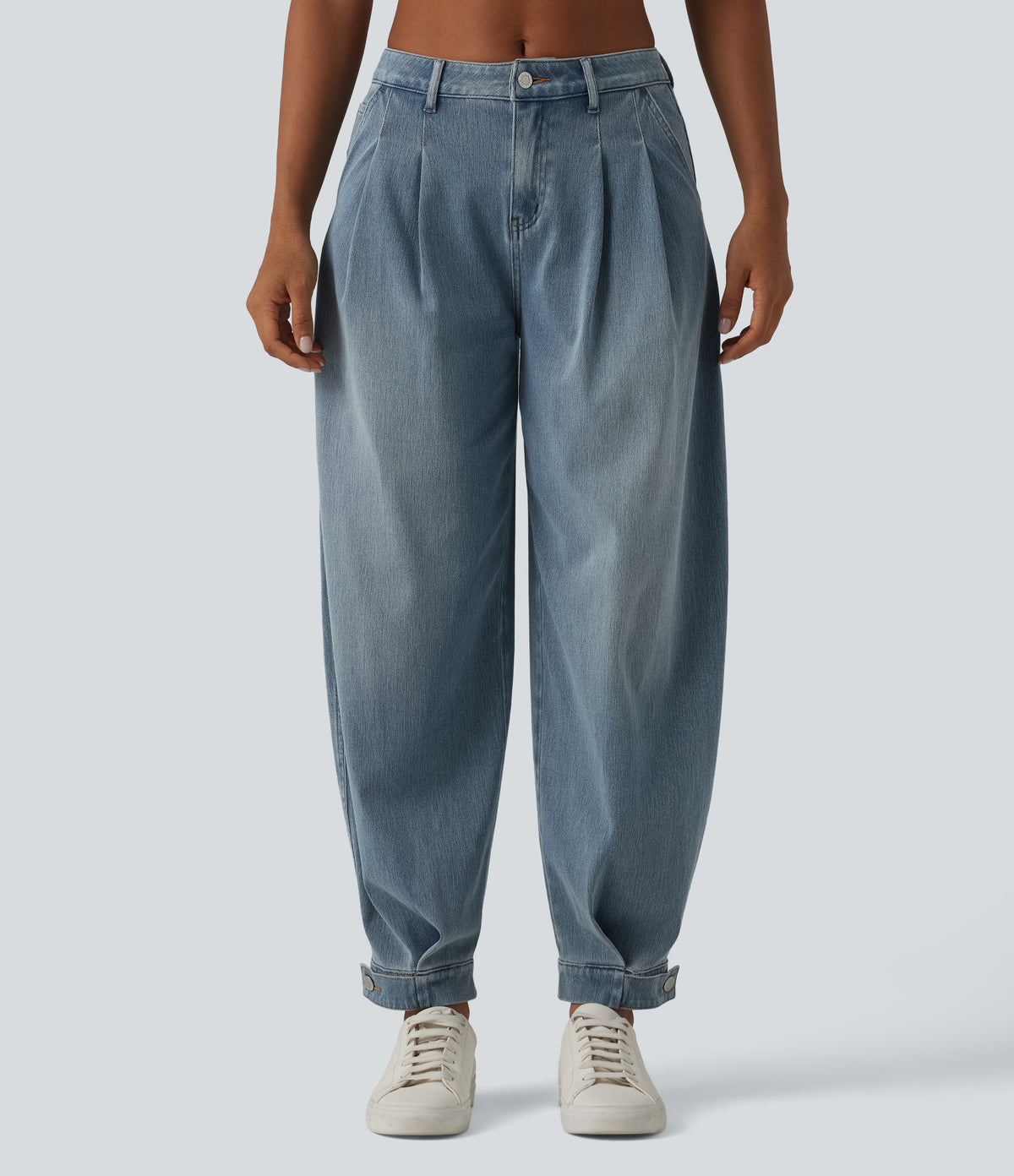 Mid-Rise Balloon Denim Joggers – Blue Jasper