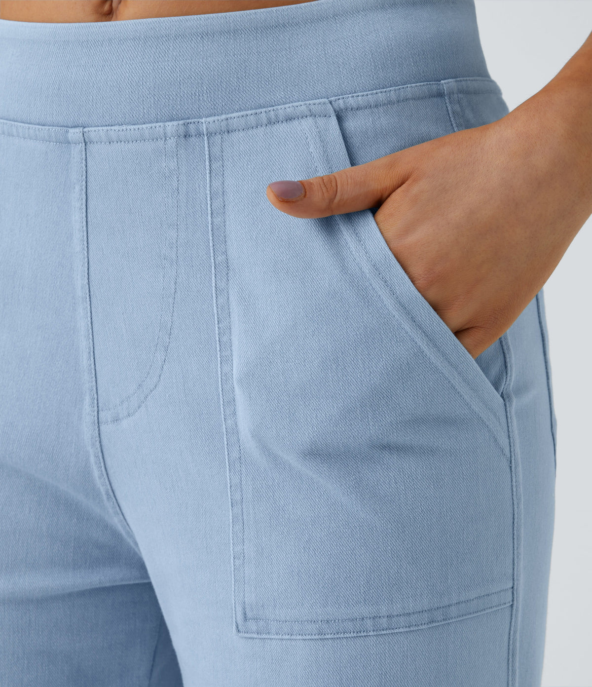 Mid-Rise Straight-Leg Cargo Jeans – Cyan Blue