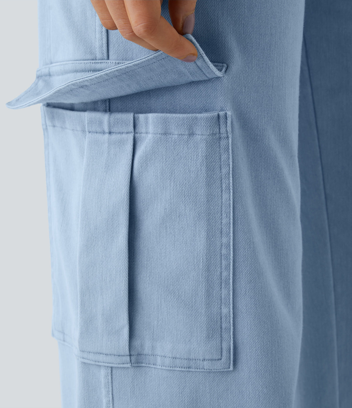 Mid-Rise Straight-Leg Cargo Jeans – Cyan Blue
