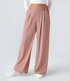 High-Waisted Waffle Wide-Leg Trousers