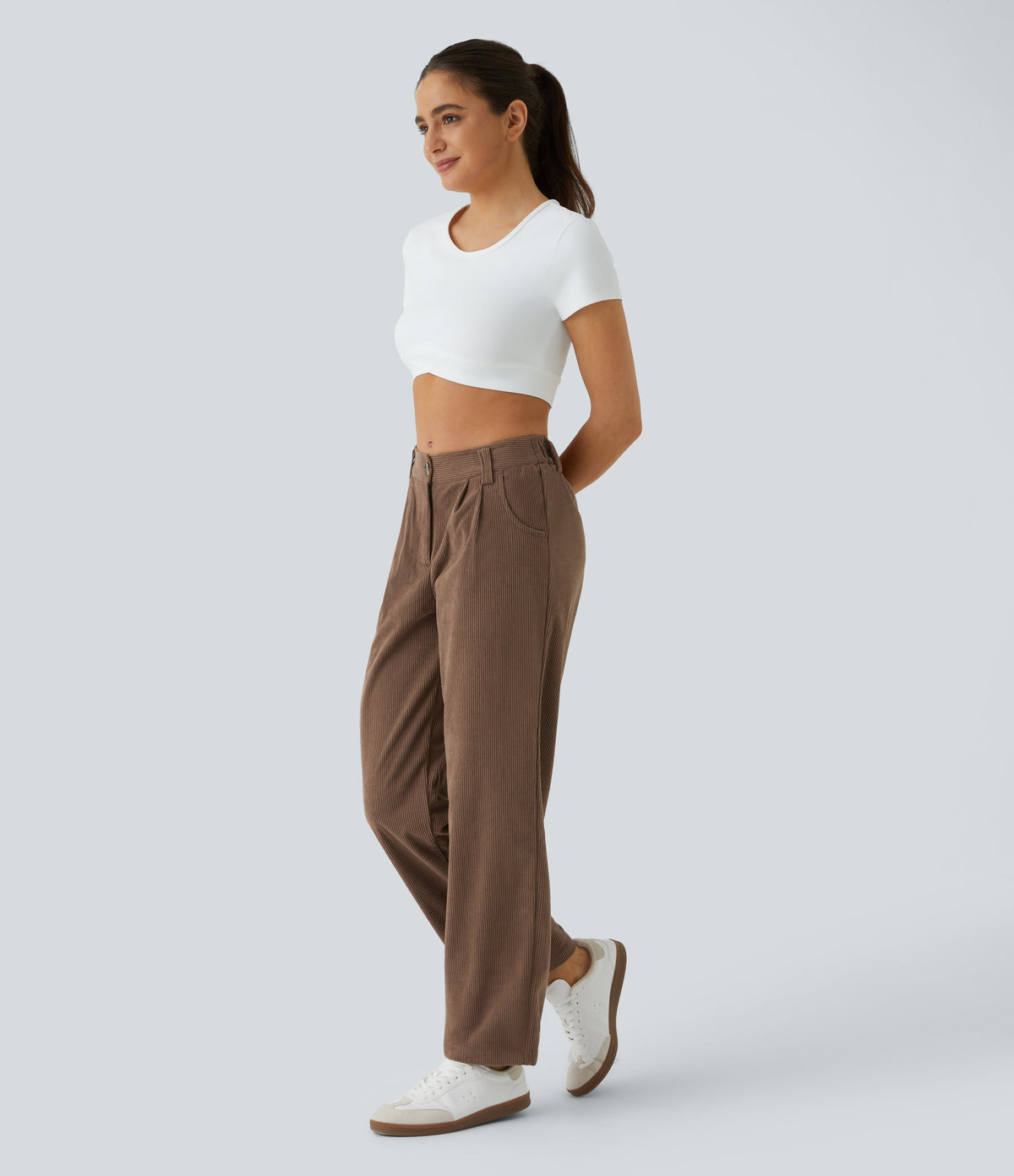 Straight-Leg Corduroy Trousers with Pockets