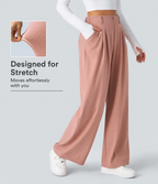 High-Waisted Waffle Wide-Leg Trousers